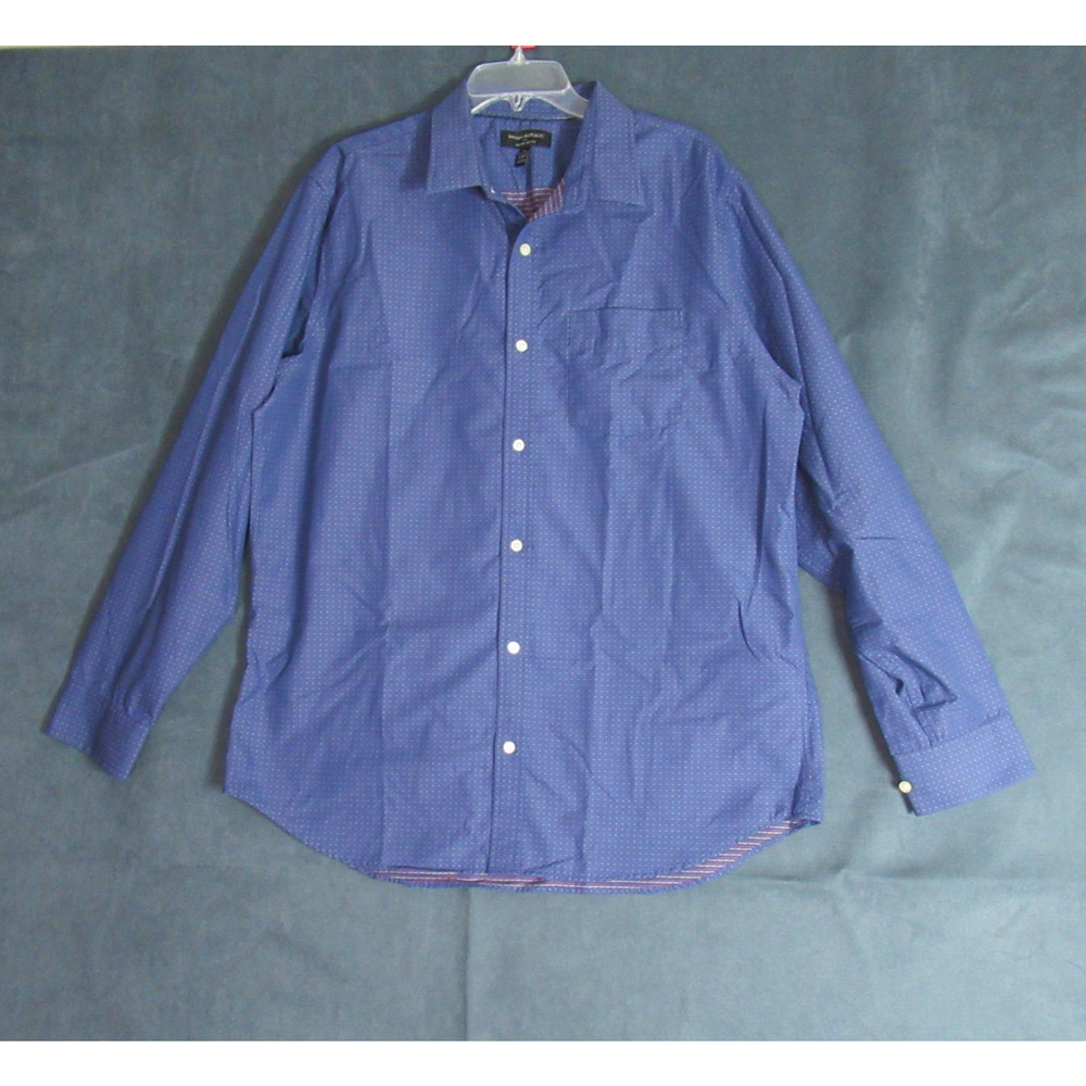 Banana Republic Shirt Mens XL Blue Polka Dot Slim Fit Button Long Sleeve Preppy